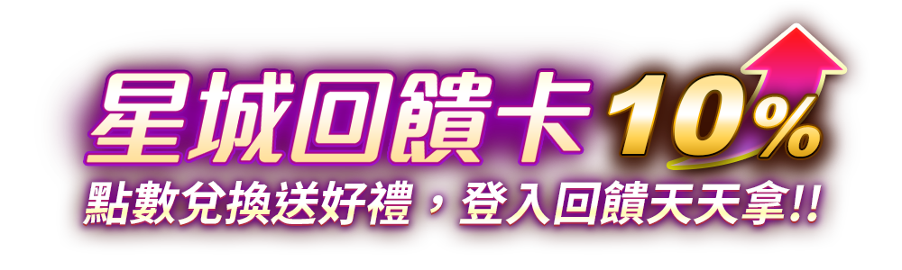 星城回饋卡!星城優惠再加碼,登入回饋天天拿